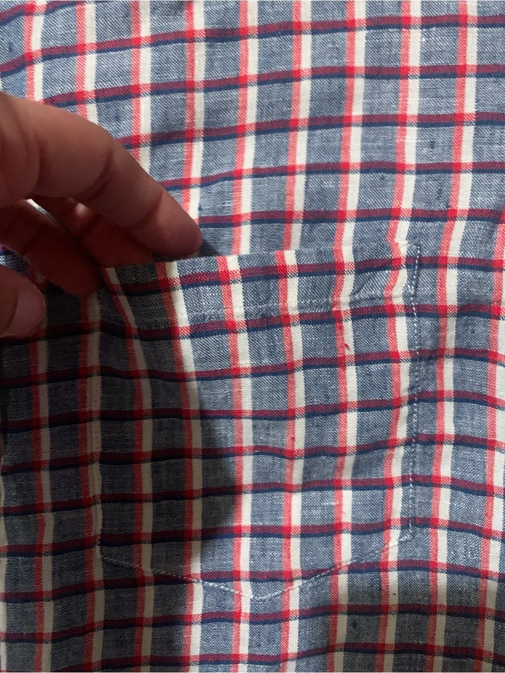 Banana Republic Short-Sleeve Plaid Button-Down Shirt - Blue & Red